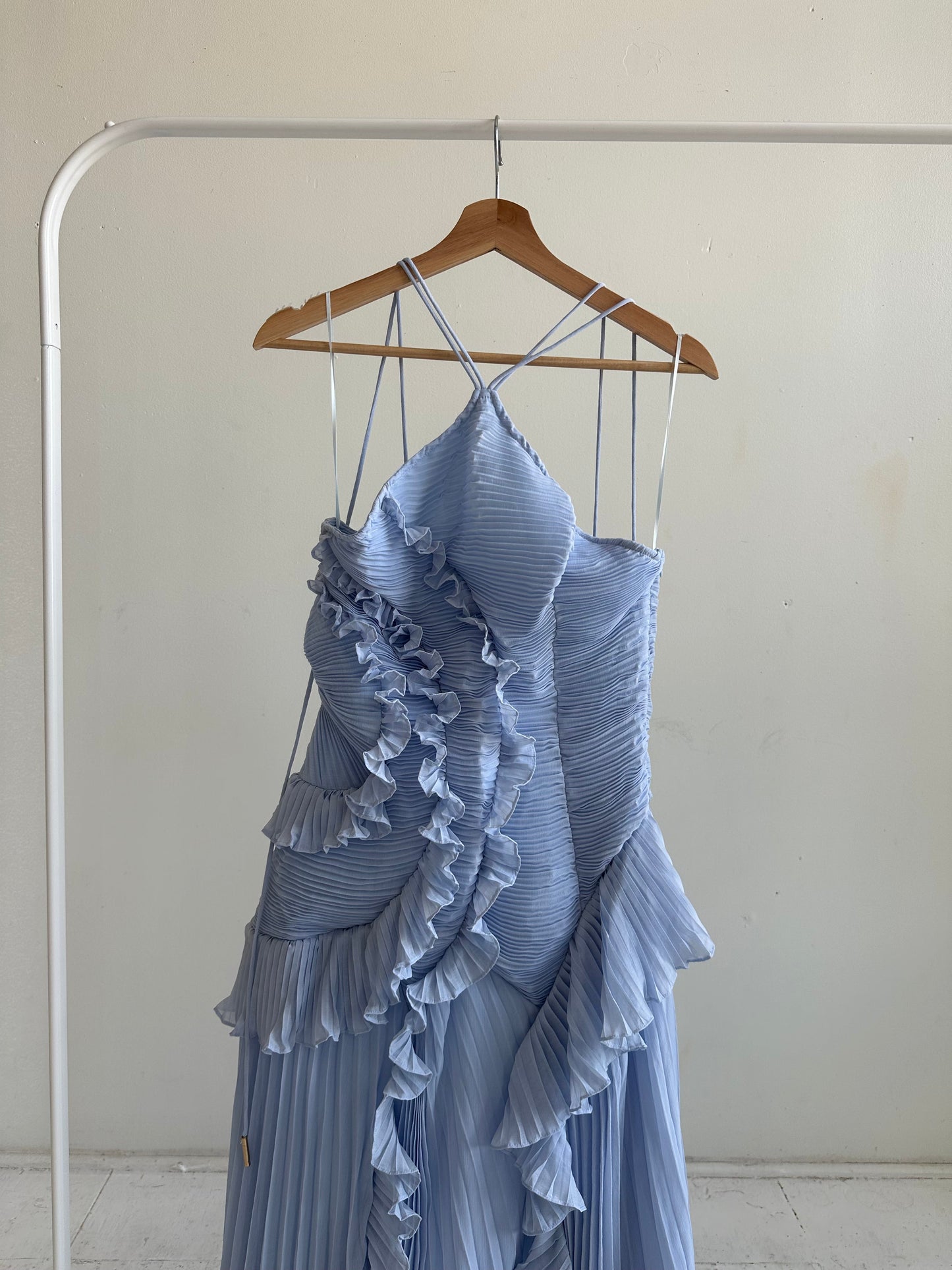 Chloe Blue Chiffon Textured Midi Dress
