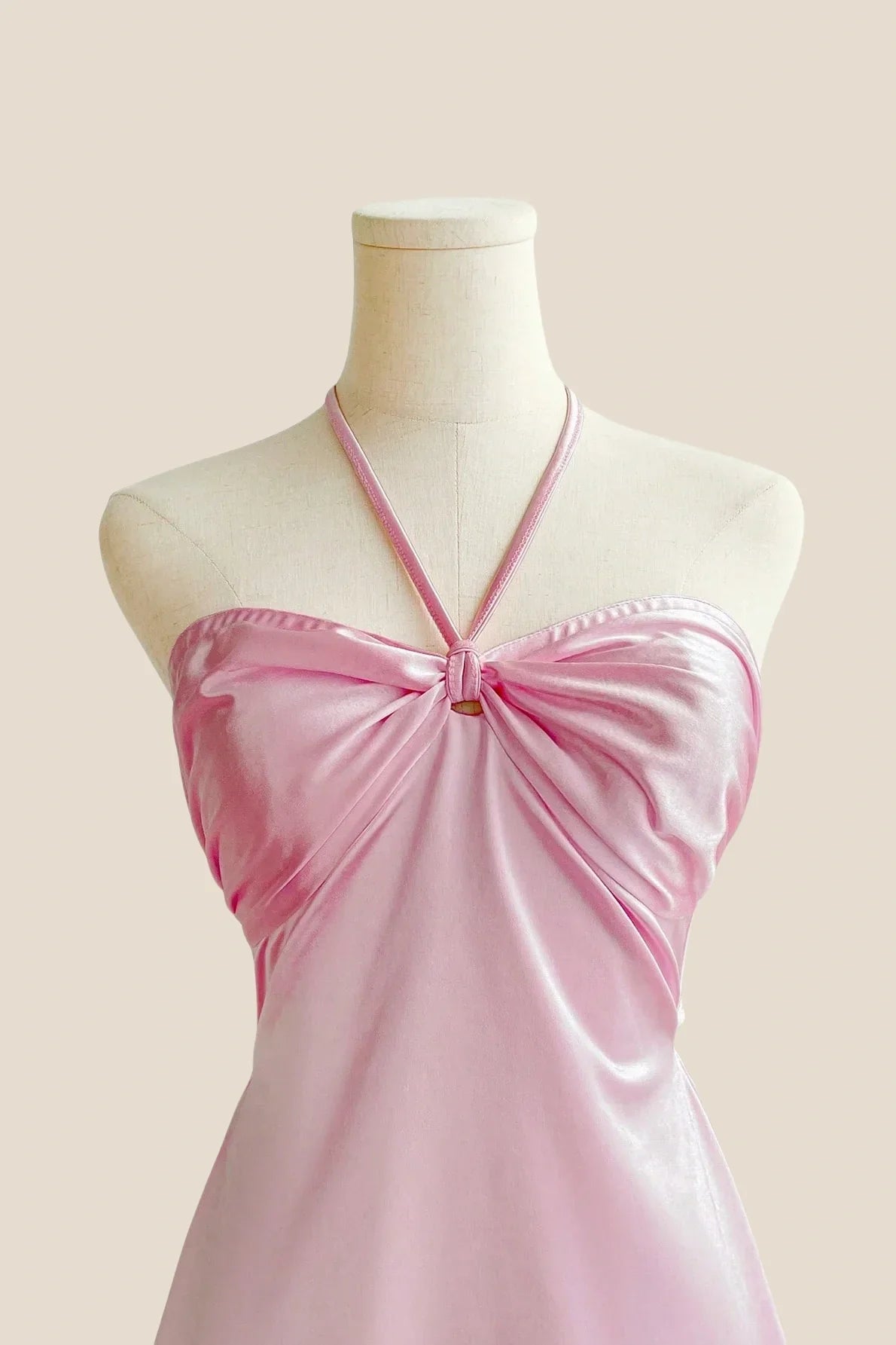 Halter Sage Green Back Tie A-line Short Dress