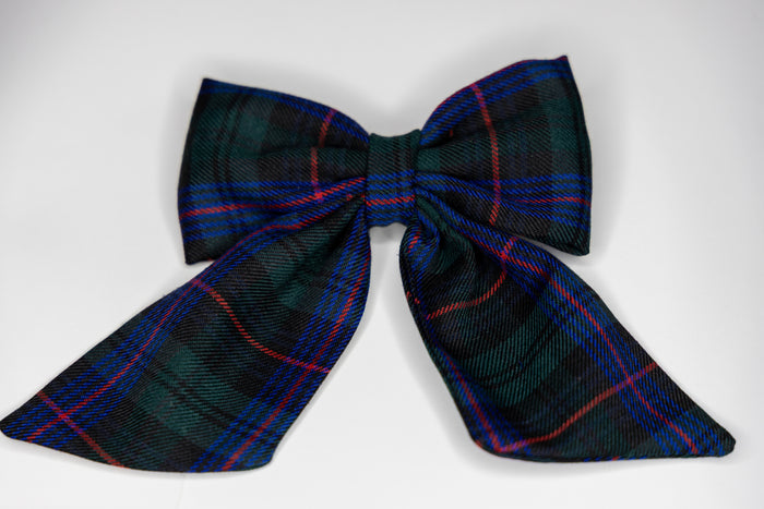 Blue checked bow