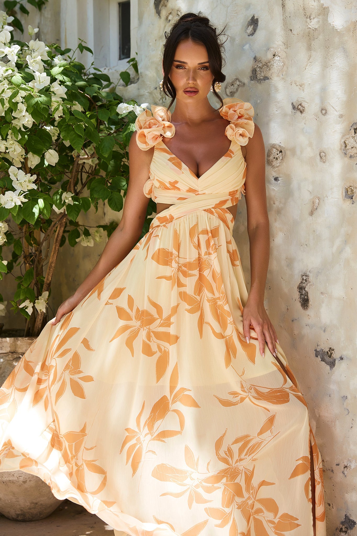 Ethereal Blossom Maxi Dress - Yellow Multi