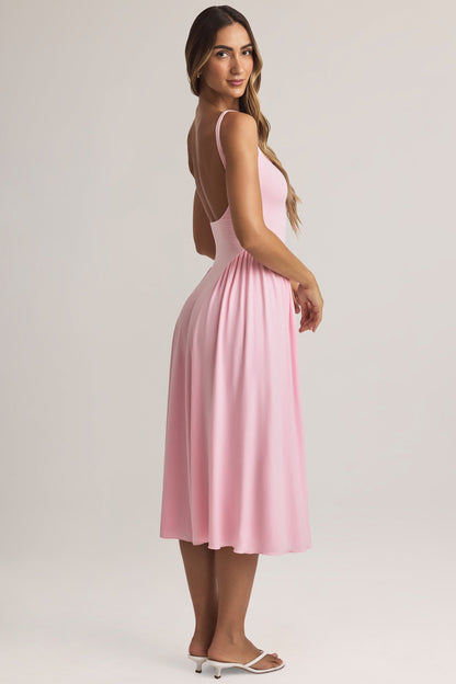 Modal A-Line Midaxi Dress in Pastel Pink