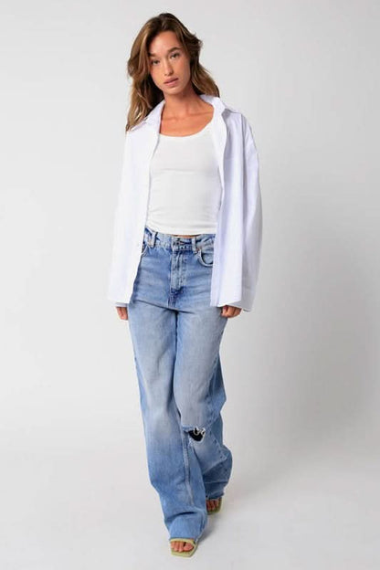 Go-To White Button-Up Top