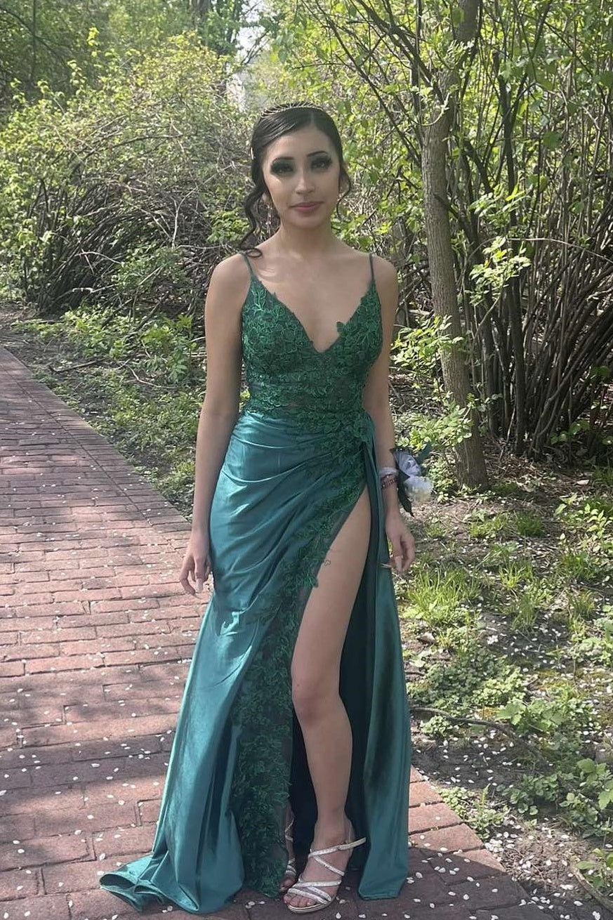 Navy Blue Appliques Mermaid Long Formal Dress