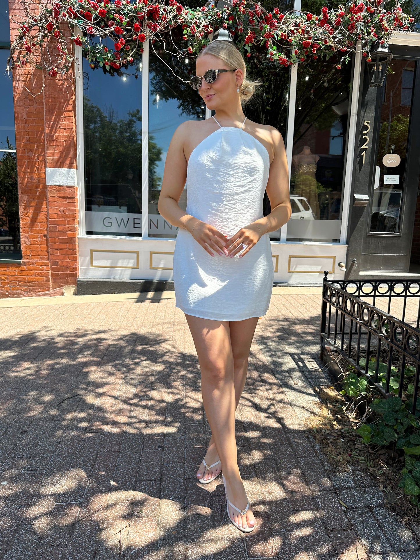 Alessia White Halter A-Line Mini Dress