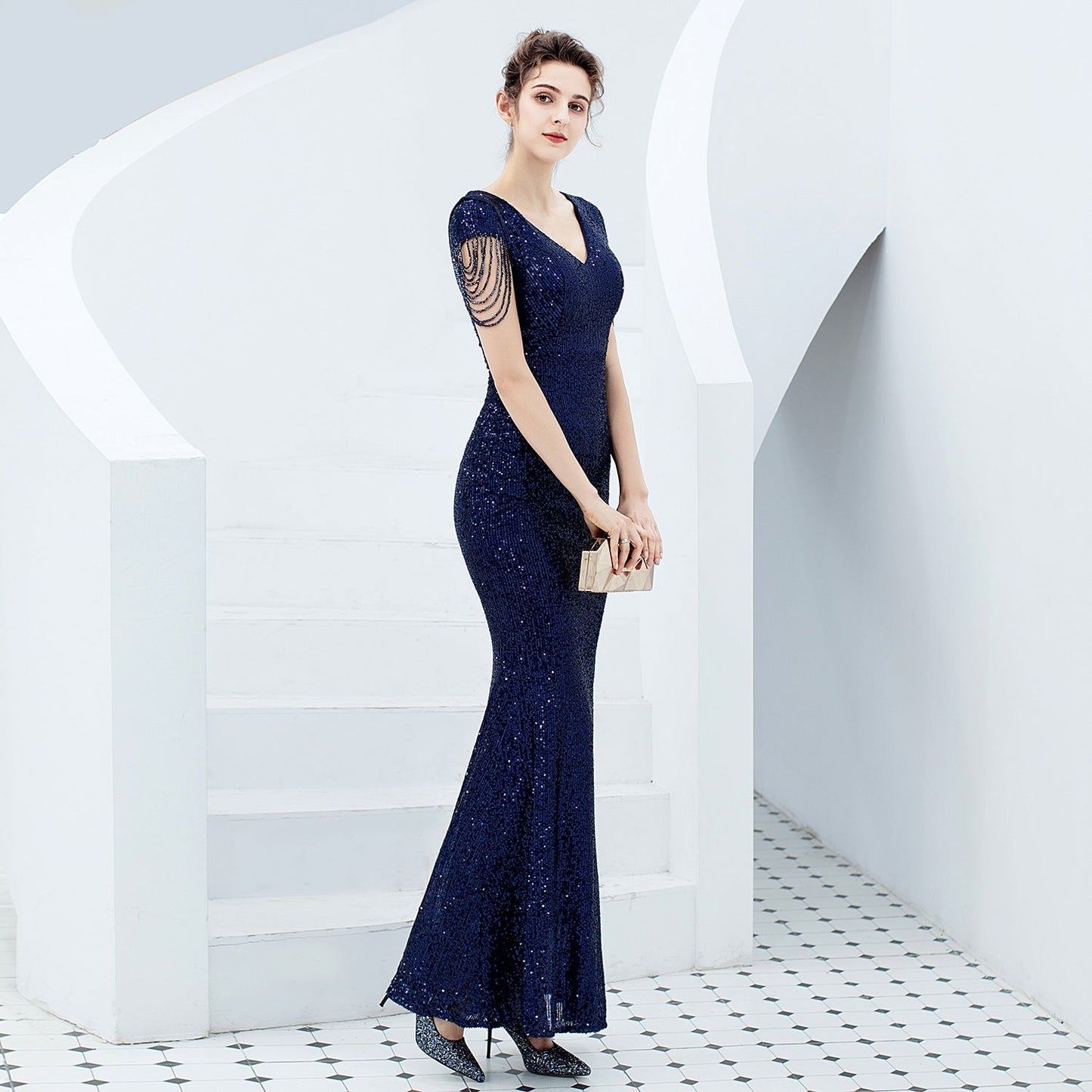 Alexandria elegant fishtail sequin dress