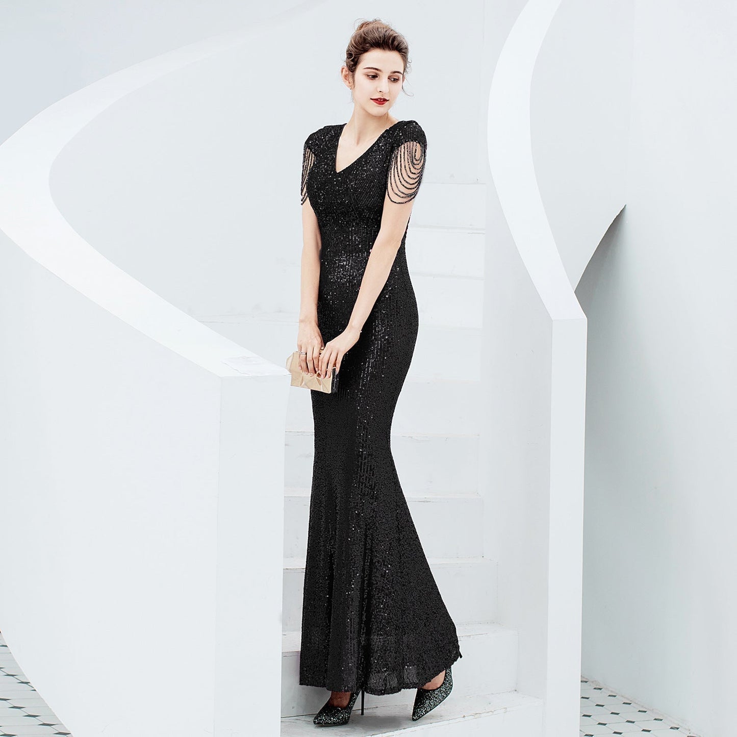 Alexandria elegant fishtail sequin dress