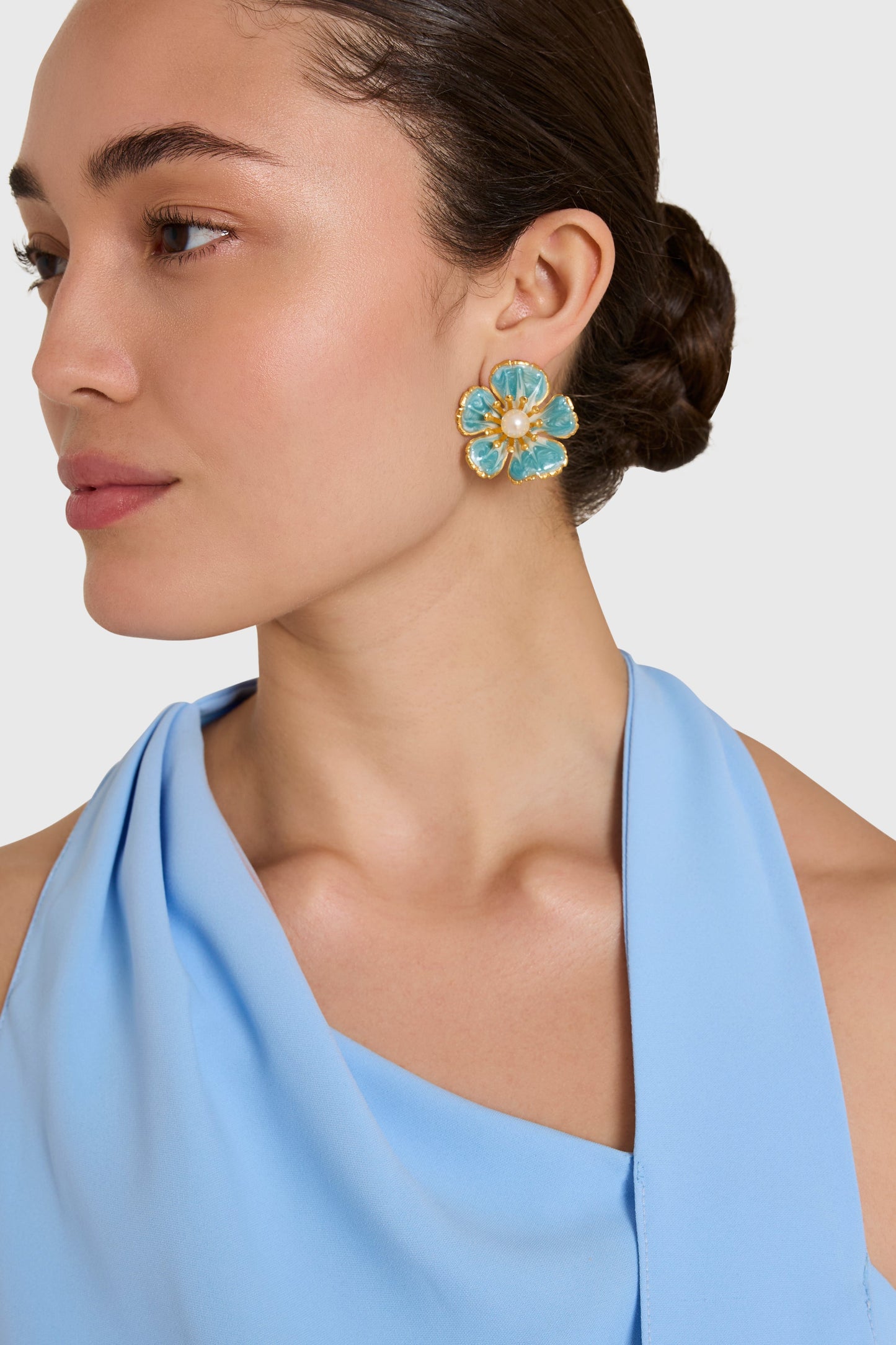 Dusty Blue Flora Earrings