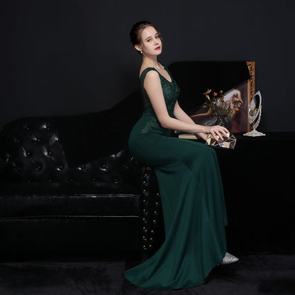 Amelia embroidered sequined fishtail dress