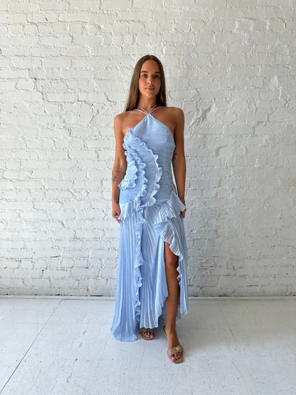 Chloe Blue Chiffon Textured Midi Dress