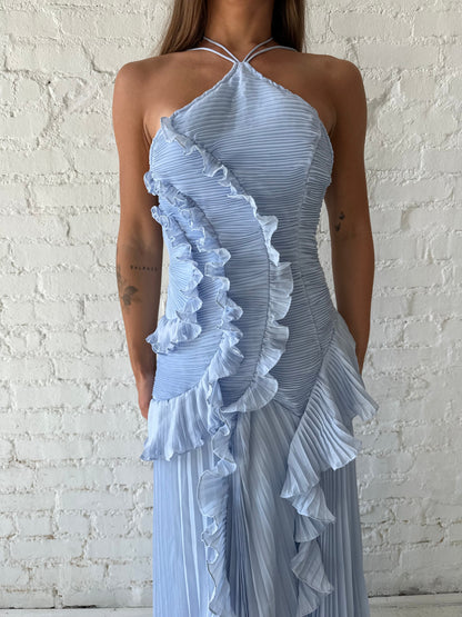 Chloe Blue Chiffon Textured Midi Dress