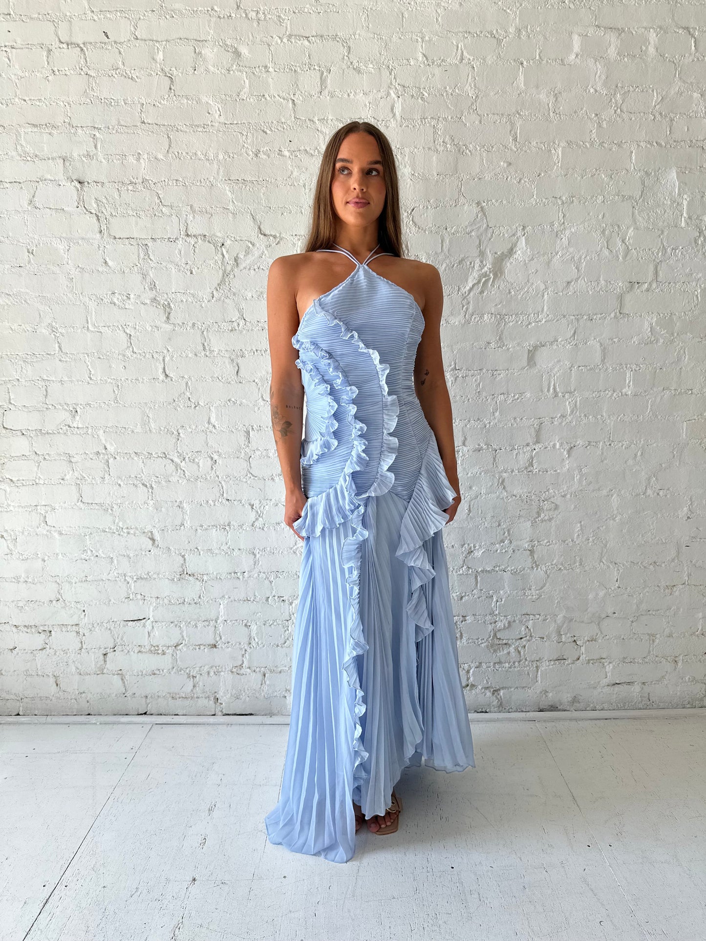 Chloe Blue Chiffon Textured Midi Dress