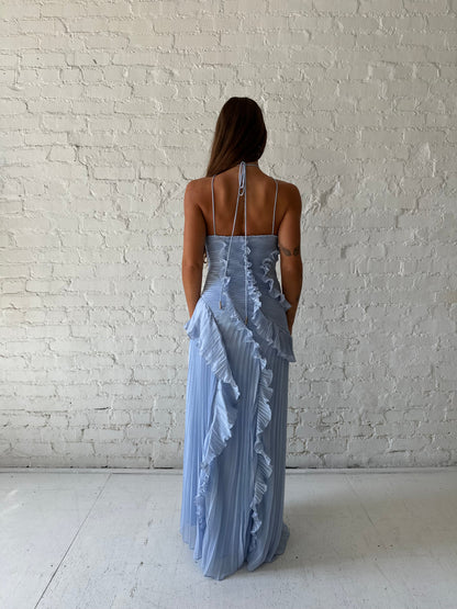 Chloe Blue Chiffon Textured Midi Dress