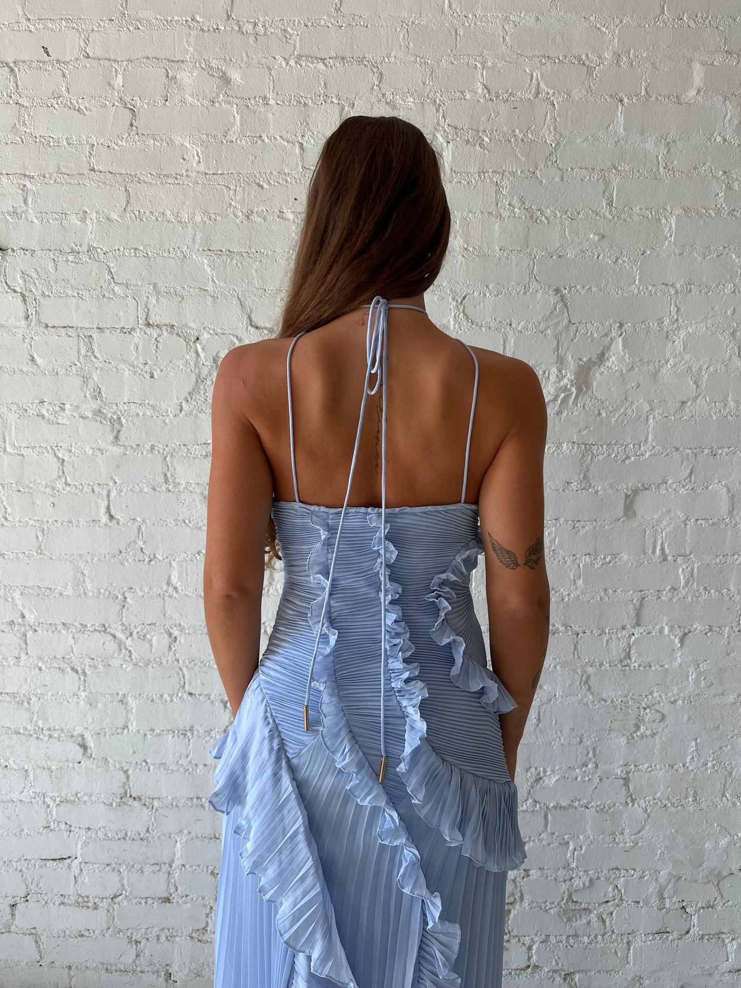 Chloe Blue Chiffon Textured Midi Dress