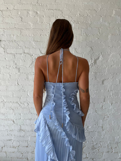 Chloe Blue Chiffon Textured Midi Dress