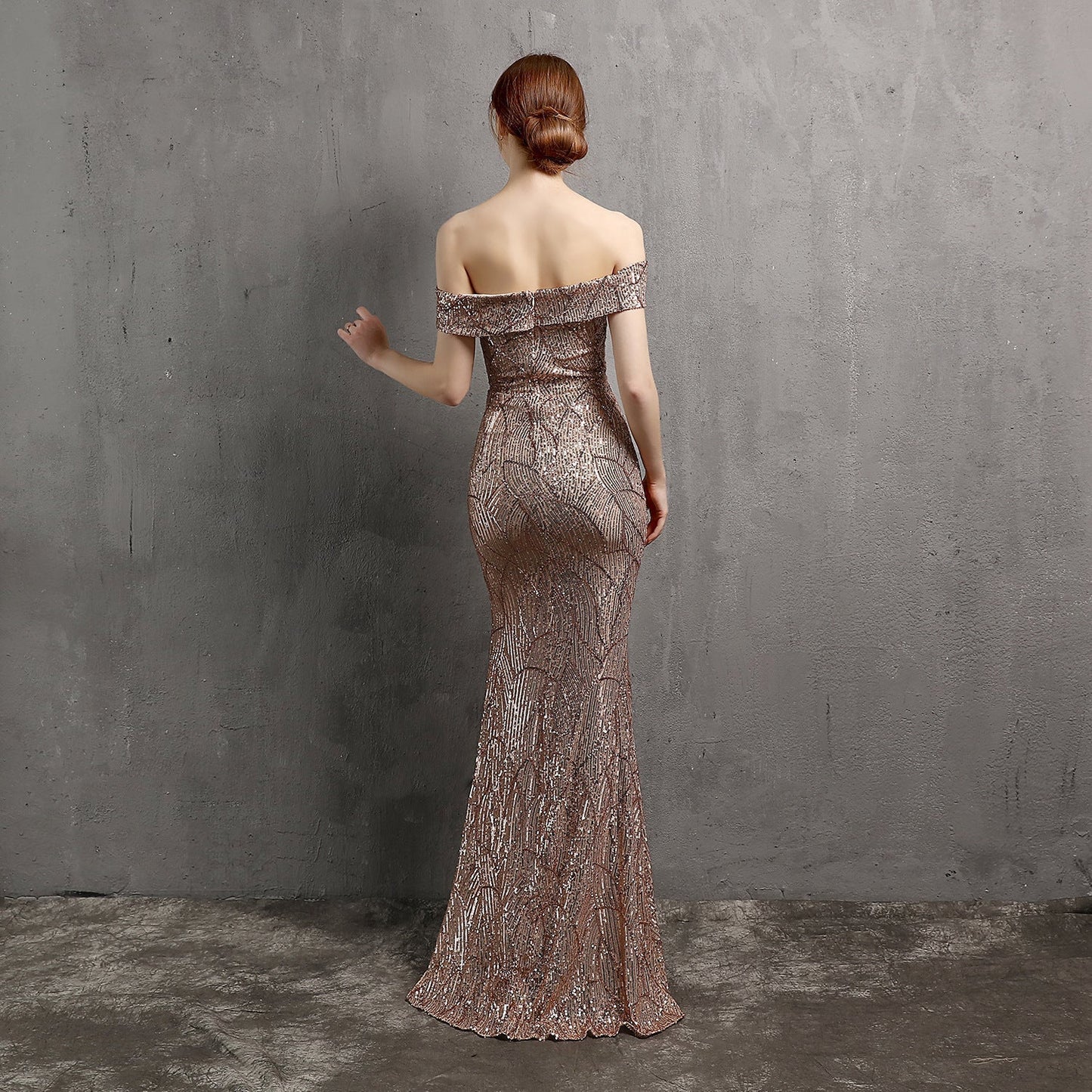 Clara Glitter Off the Shoulder Split Dress For Prom