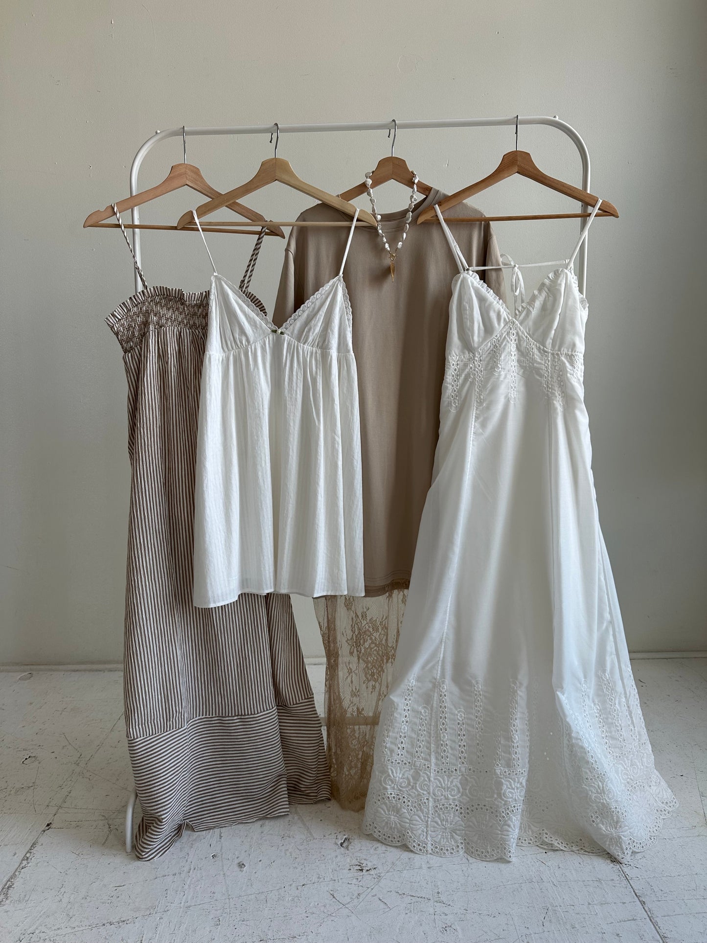 Erin Taupe Lace Hem T-Shirt Maxi Dress