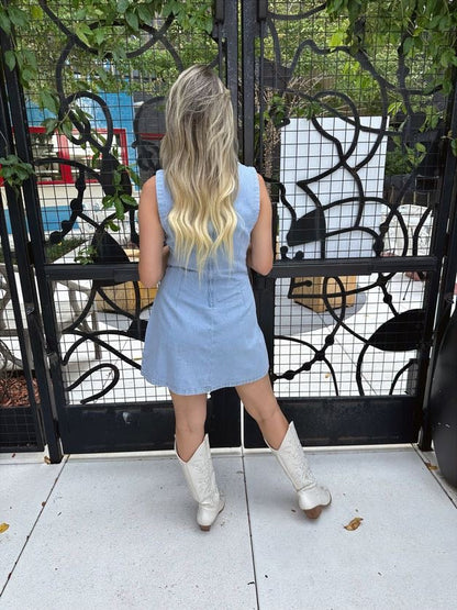 Della Light Wash Denim Mini Dress
