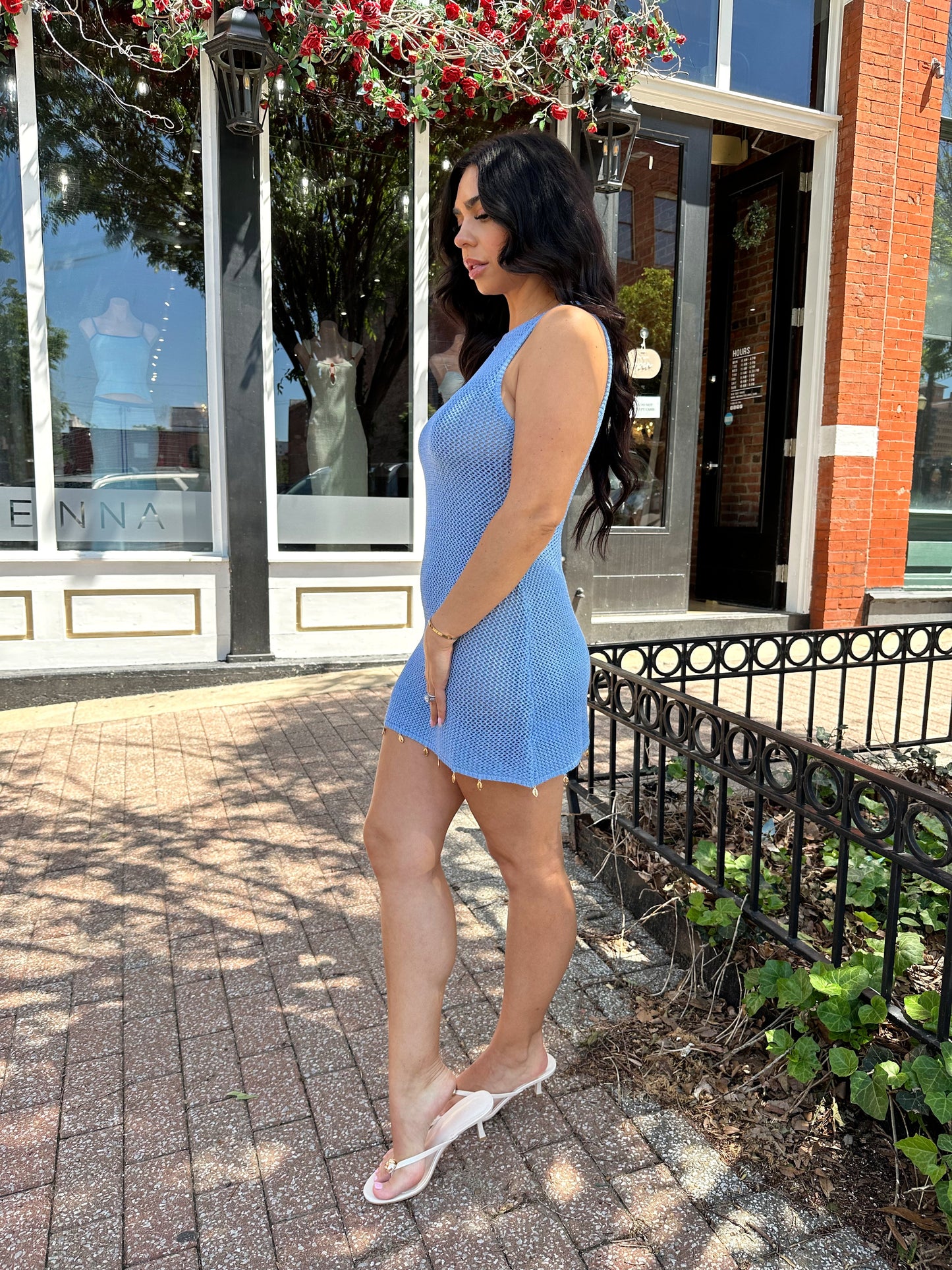 Elle Dusty Blue Knit Mini Dress