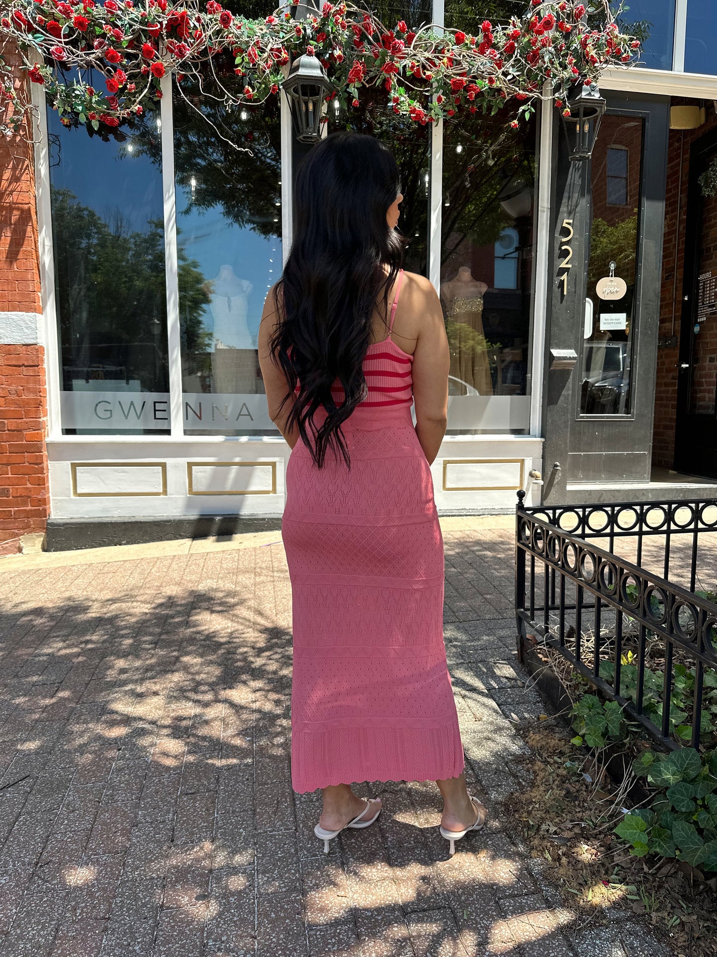 Ellen Pink Spaghetti Strap Knit Dress