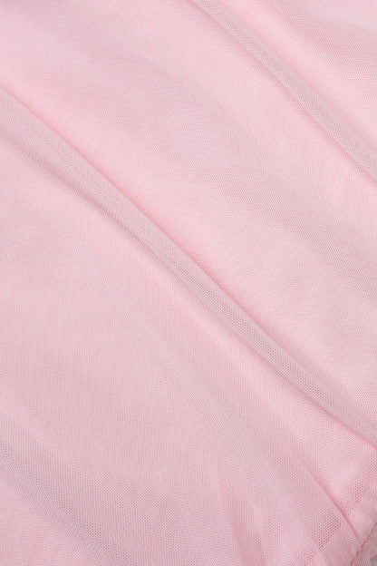 Halter Pink Ruched Tiered Long Dress