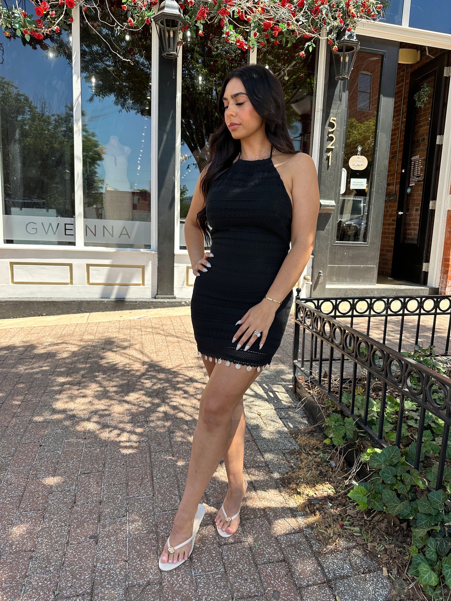 Harley Black Crochet Halter Neck Mini Dress