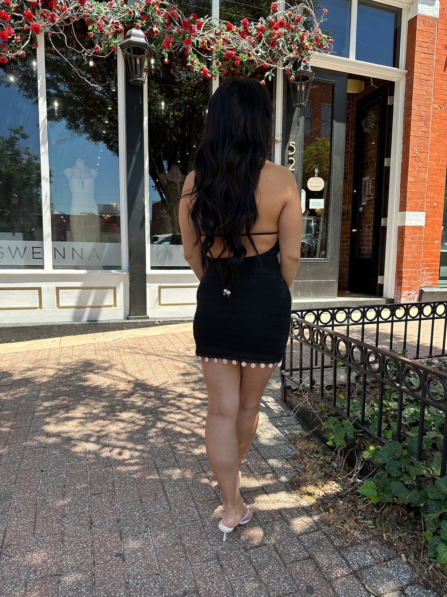 Harley Black Crochet Halter Neck Mini Dress