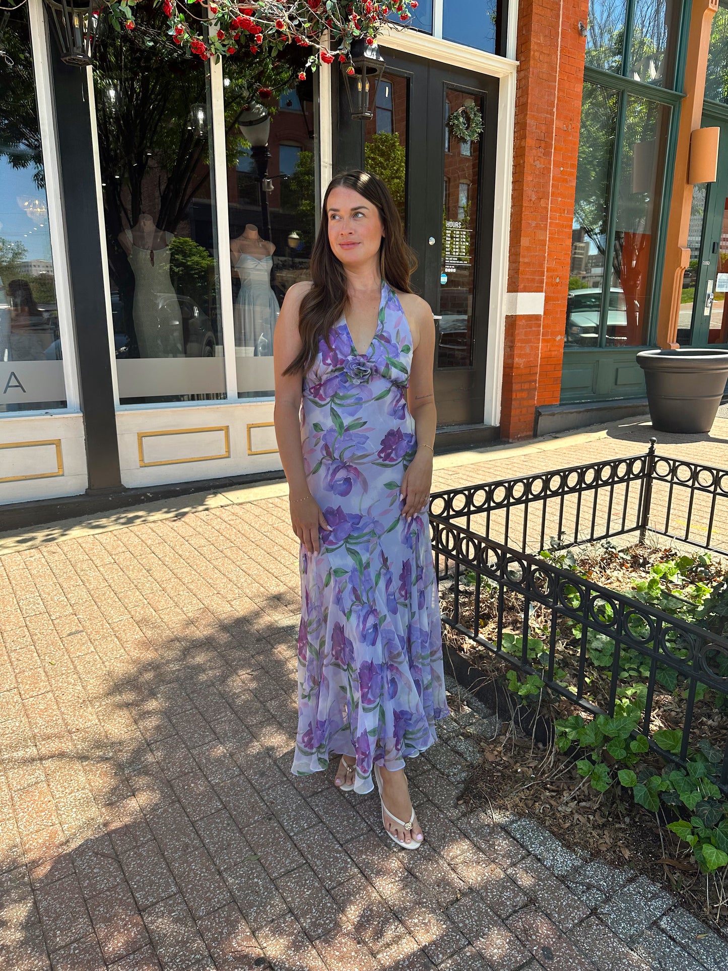 Kelsey Purple Floral Halter Maxi Dress