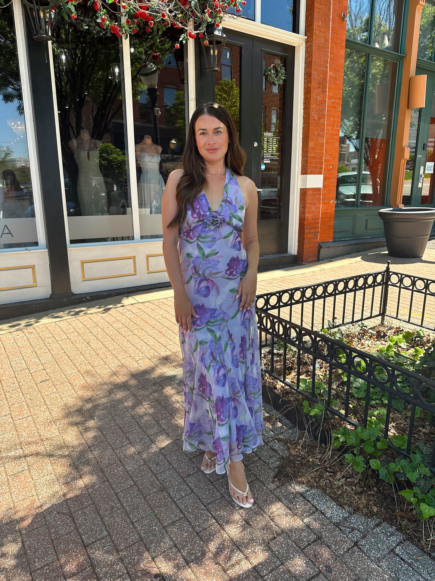 Kelsey Purple Floral Halter Maxi Dress