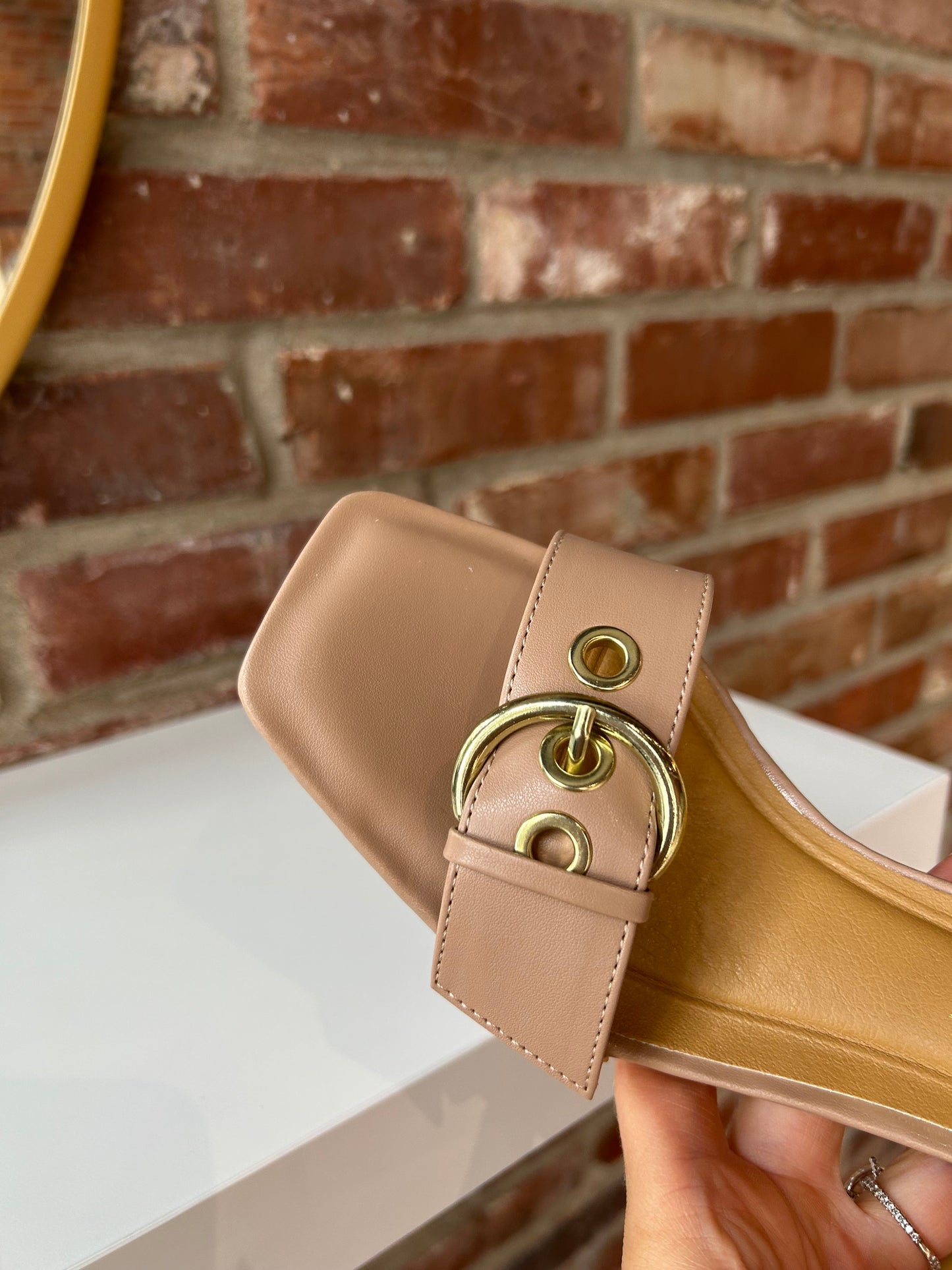 Khloe Tan Buckle Kitten Heel