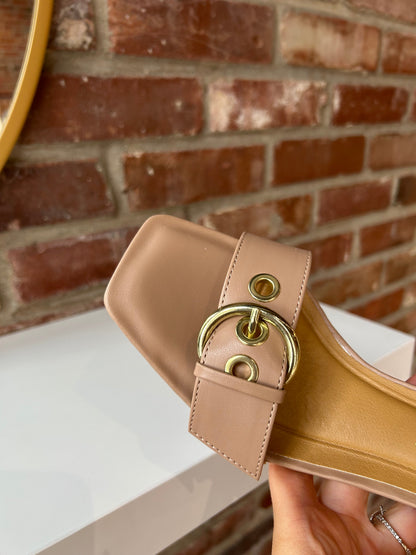 Khloe Tan Buckle Kitten Heel