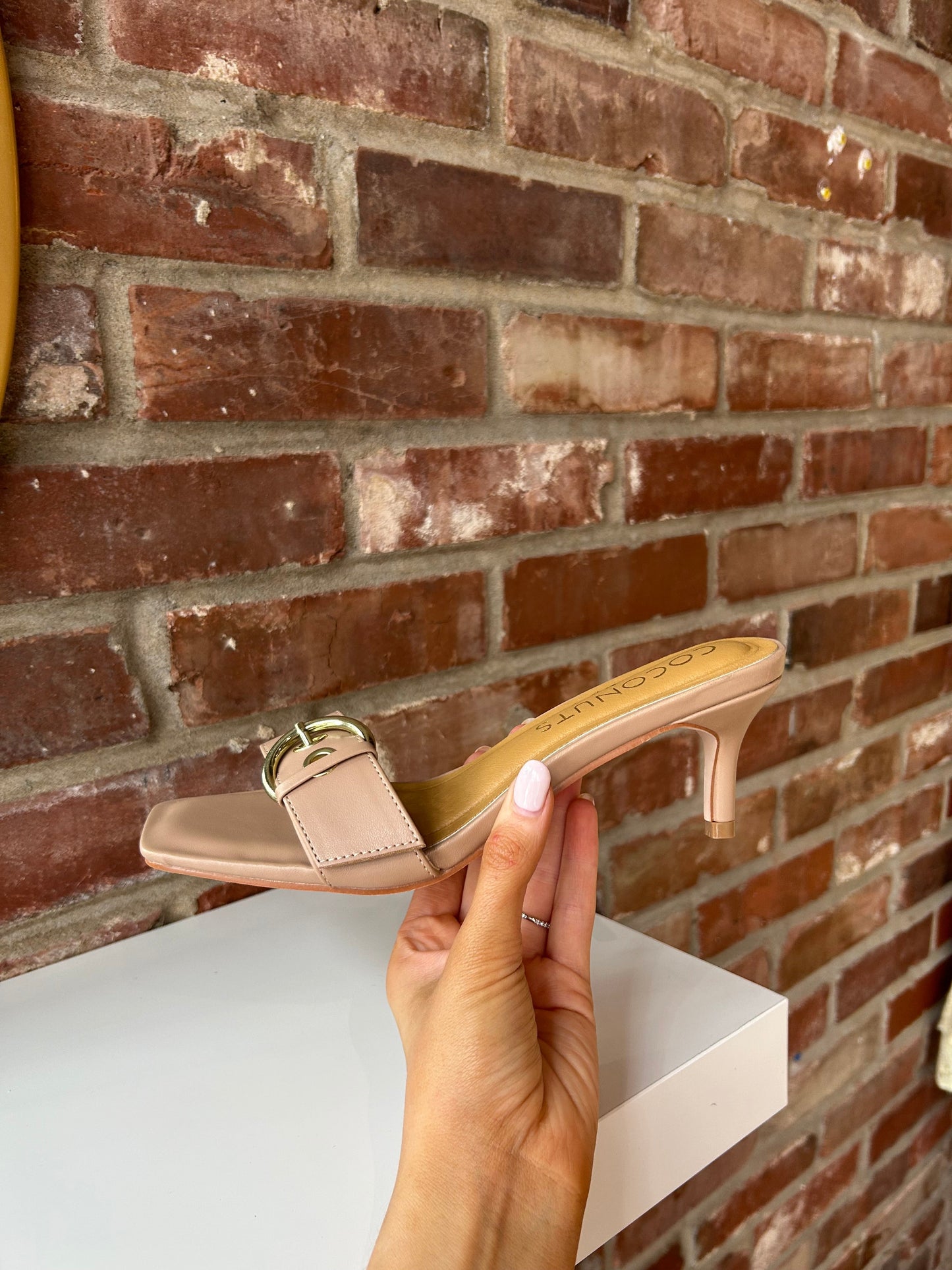 Khloe Tan Buckle Kitten Heel