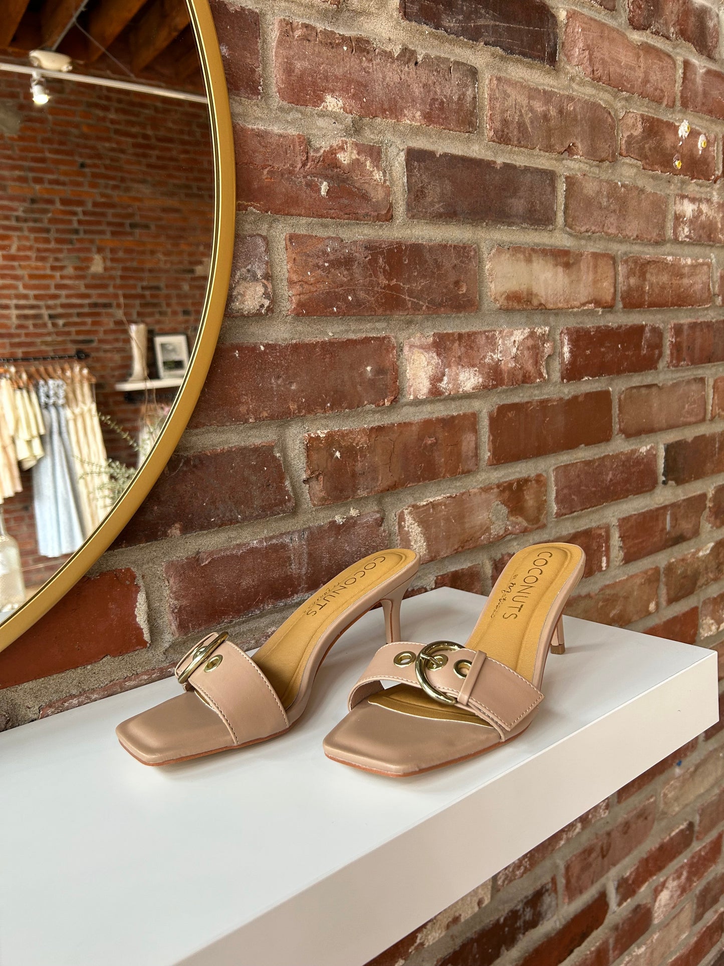 Khloe Tan Buckle Kitten Heel