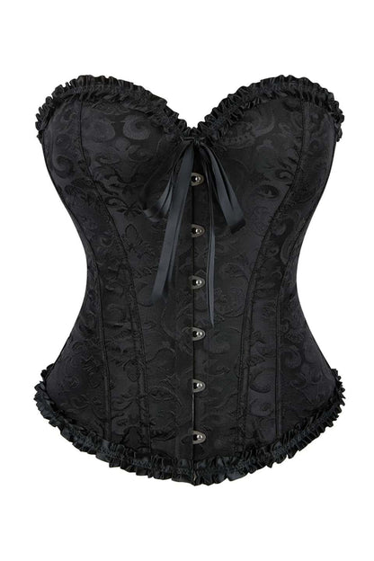 Pink Jacquard Ruffle Bustier Corset