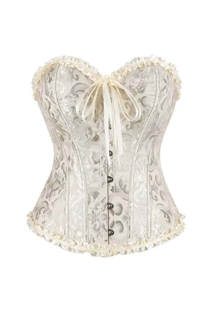 Pink Jacquard Ruffle Bustier Corset