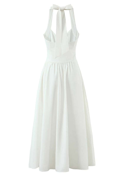 Halter Pink Midi Dress with Buttons