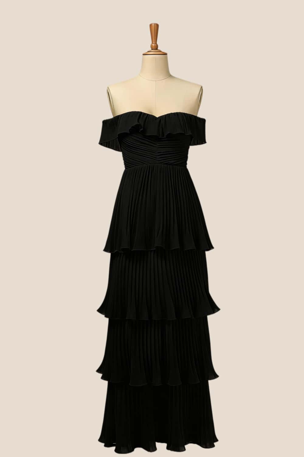 Off the Shoulder Pink Pleated Maxi Dress