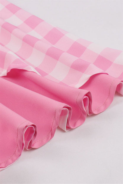 Pink Plaid Straps Barbie Dress