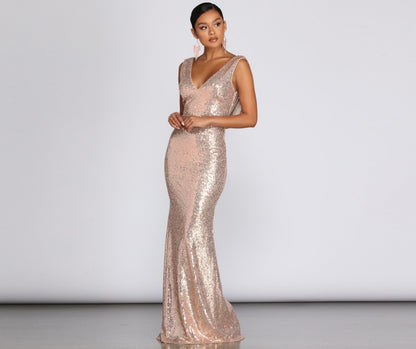 Paloma Cowl Back Sequin Gown