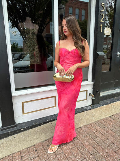 Rosalita Pink Floral Slip Maxi Dress