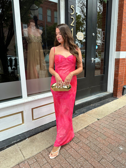 Rosalita Pink Floral Slip Maxi Dress