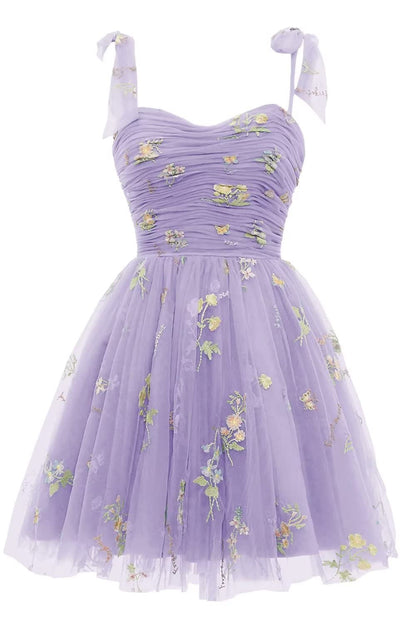 Black A-line Floral Short Princess Dress