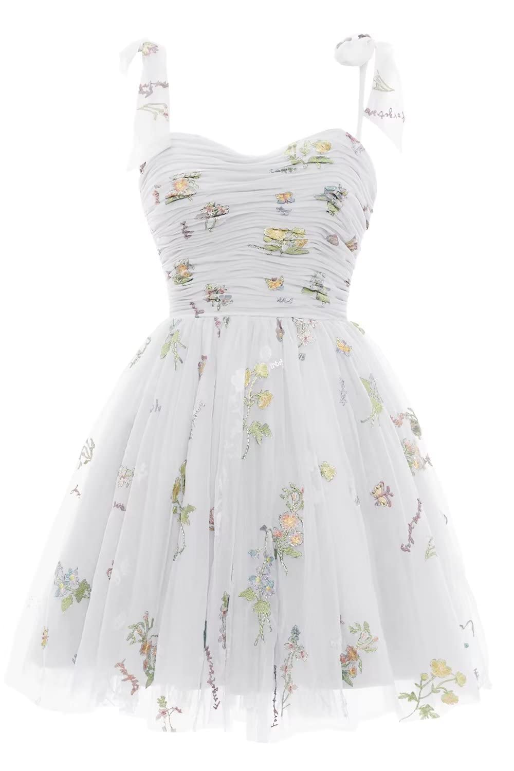 Champagne A-line Floral Short Princess Dress