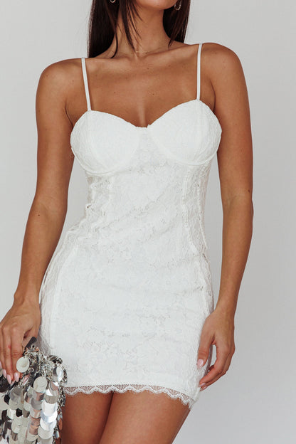 Under The Stars Lace Mini Dress White