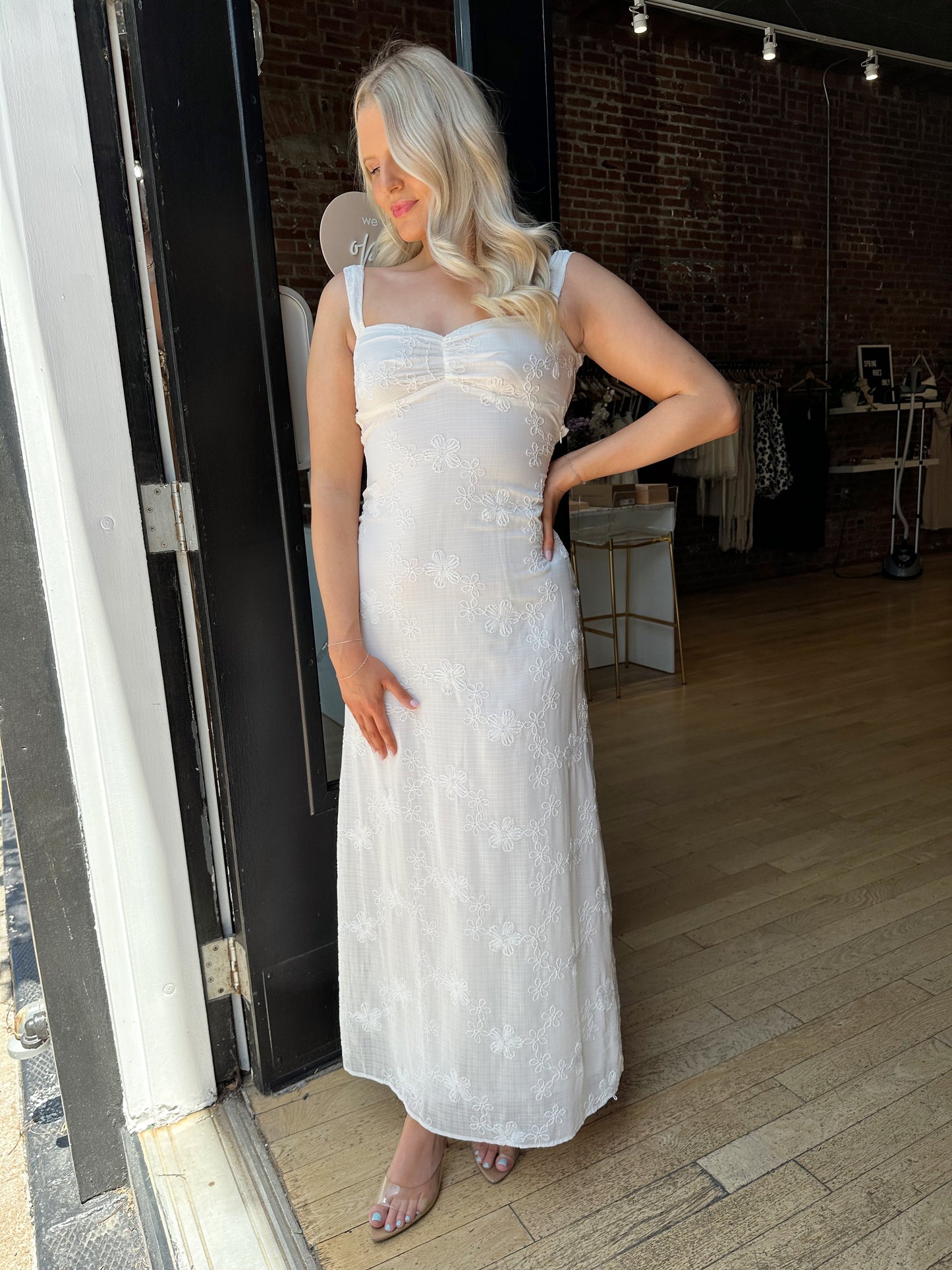 Sonny White Embroidered Maxi Dress