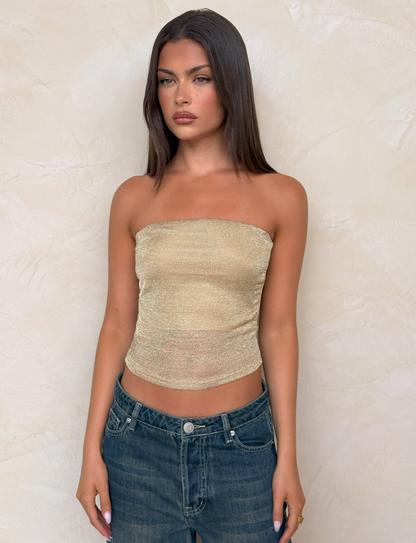 HARRIETT TUBE TOP - GOLD