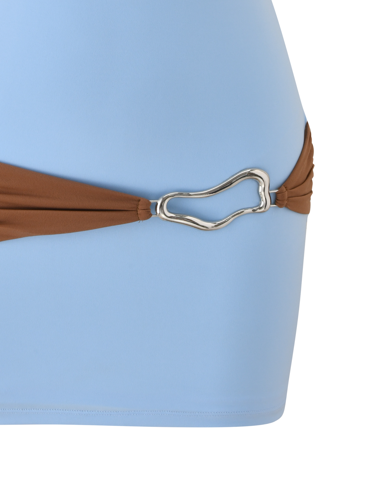 EOS MINI DRESS - SOFT BLUE AND MOCHA
