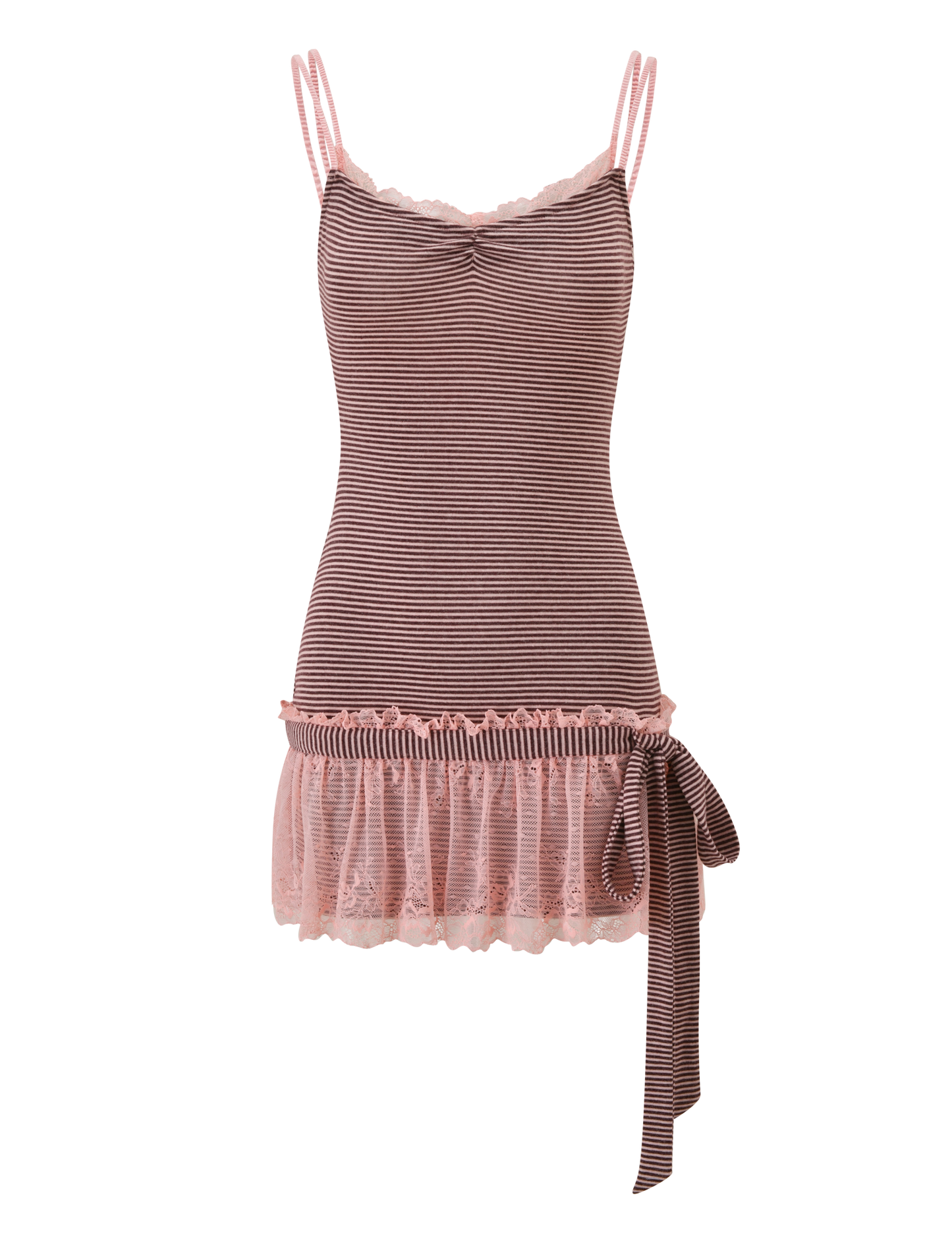 CELIA MINI DRESS - PINK AND BROWN