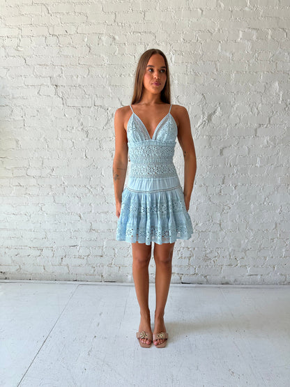 Taylor Blue Textured Floral Mini Dress