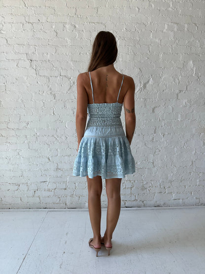 Taylor Blue Textured Floral Mini Dress