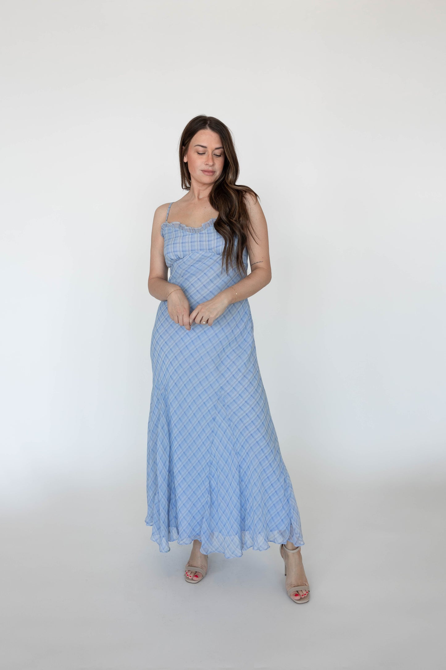Wren Blue Plaid Maxi Dress